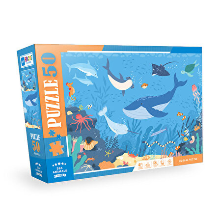 Blue Focus Sea Animals 14+ Yaş Büyük Boy Puzzle 50 Parça