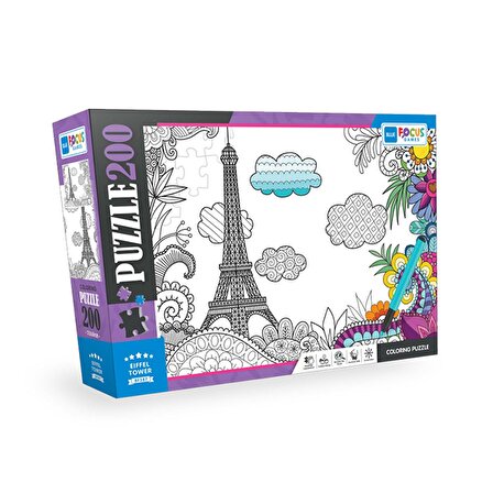 Blue Focus Eiffel Tower 6+ Yaş orta Boy Puzzle 200 Parça