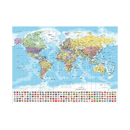 Blue Focus World Map 14+ Yaş Küçük Boy Puzzle 1000 Parça
