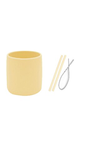 3 Li Set Sarı (silikon Bardak + 2 Li Silikon Pipet + Temizleyici Fırçası )