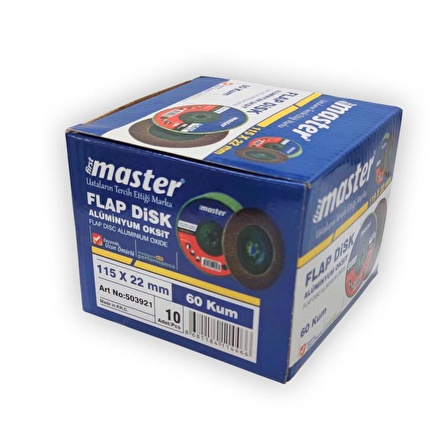 Master Flap Disk Zımpara 10lu Paket 115mm 60 Kum, AO