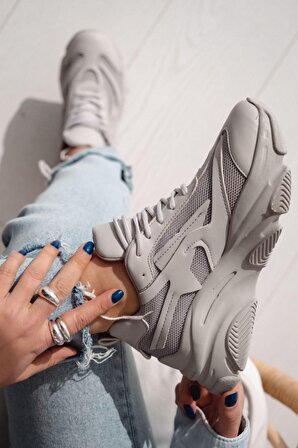 Brendi Kadın Spor Ayakkabı Gri Sneaker