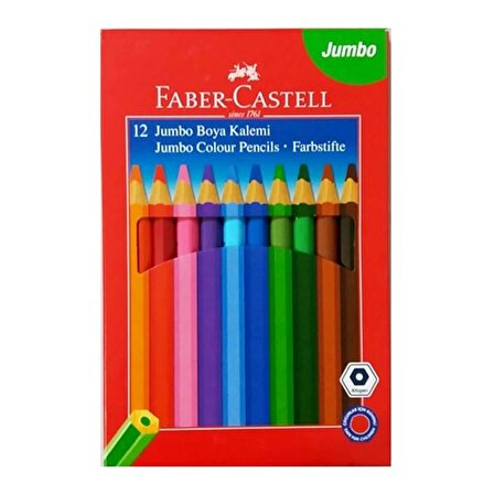 Faber-Castell Boya Kalemi 12 Renk  Jumbo Tam Boy Üçgen