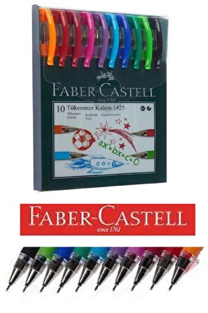 Renkli Tükenmez Kalem Iğne Uçlu 10 Renk Faber Castel Tükenmez Kalem 1425 10 Renk Faber 1 Paket