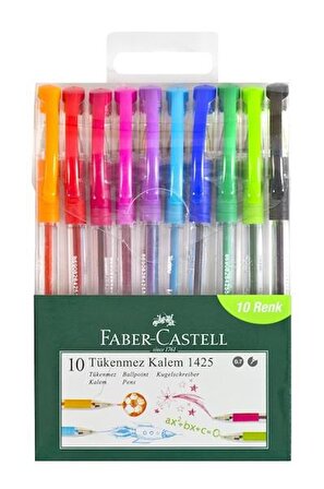 Renkli Tükenmez Kalem Iğne Uçlu 10 Renk Faber Castel Tükenmez Kalem 1425 10 Renk Faber 1 Paket
