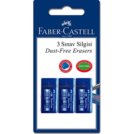 Faber-Castell No:24 Orta Boy Mavi Sınav Silgisi 3 Adet