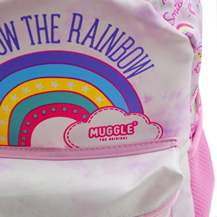 Muggle 2 Bölmeli Rainbow Anaokulu Sırt Çantası Pembe MU-6719