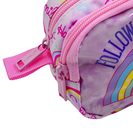 Muggle Soft Rainbow Pembe 2 Gözlü Kalemlik Çantası (MU-6757)