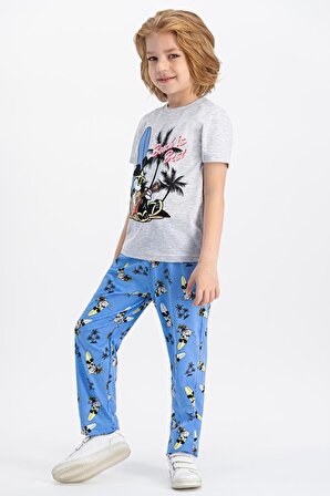Mickey Mouse Lisanslı Karmelanj Erkek Çocuk Pijama Takımı D4329-C