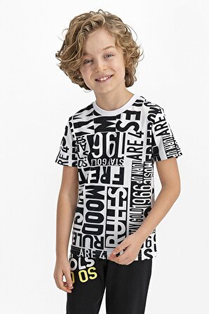 Rolypoly Freedom Beyaz Genç Erkek Kısa Kol Pijama Takımı