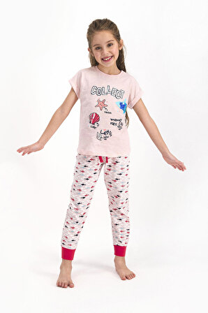 Rolypoly Collect Toz Somon Kız Çocuk Kısa Kol Pijama Takımı