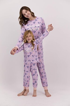 Lisanslı Lila Kız Çocuk Pijama Takımı