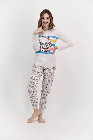 Hello Kitty Lisanslı Home Bejmelanj Kadın Pijama Takımı L1400-S