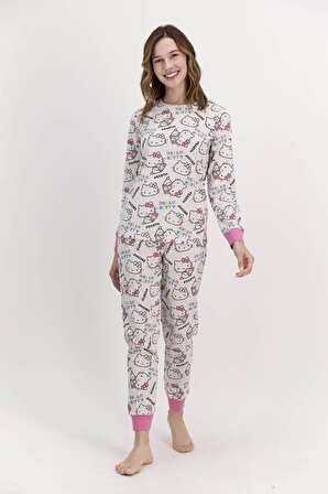 Hello Kitty Lisanslı Bejmelanj Kadın Pijama Takımı L1401-S