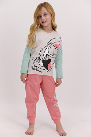 Bugs Bunny Lisanslı Bejmelanj Kız Çocuk Pijama Takımı