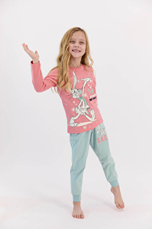 Bugs Bunny Lisanslı Snow Coral Kız Çocuk Pijama Takımı