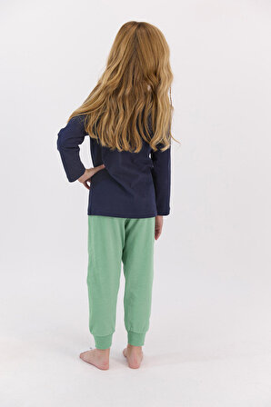 Harry Potter Lisanslı Lacivert Kız Çocuk Ribanalı Pijama Takımı