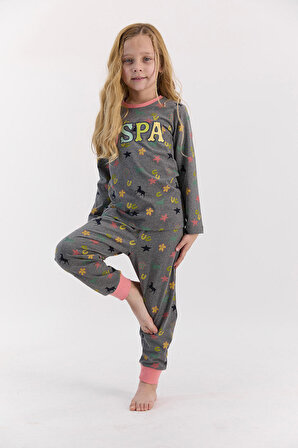 U.S. Polo Assn Yıldızlı Açıkmelanj Kız Çocuk Pijama Takımı