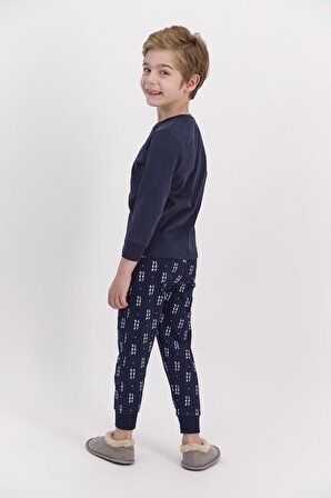 Arnetta Sleepy Lacivert Erkek Çocuk Uzun Kol Pijama Takımı