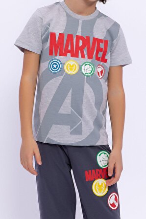 Avengers Lisanslı Marvel Grimelanj Erkek Çocuk Bisiklet Yaka Pijama Takımı