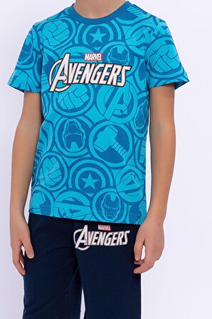 Avengers Llisanslı Petrol Mavisi Erkek Çocuk Bermuda Takım