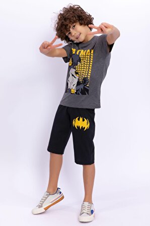Batman Lisanslı Antramelanj Erkek Çocuk Kapri Takım