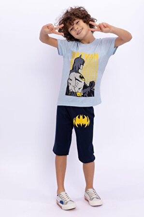 Batman Lisanslı Mavimelanj Erkek Çocuk Kapri Takım