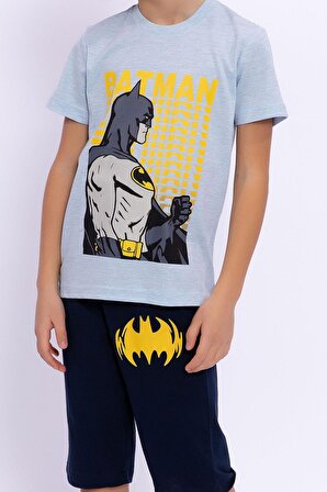 Batman Lisanslı Mavimelanj Erkek Çocuk Kapri Takım