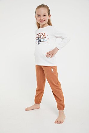 U.s. Polo Assn Lisanslı Classic Bejmelanj Kız Çocuk Uzun Kol Pijama Takım