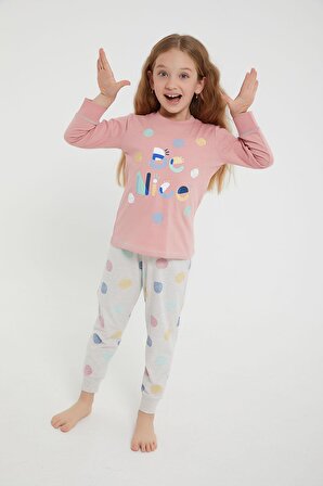 RolyPoly Be Nice Pembe Kız Çocuk Uzun Kol Pijama Takım