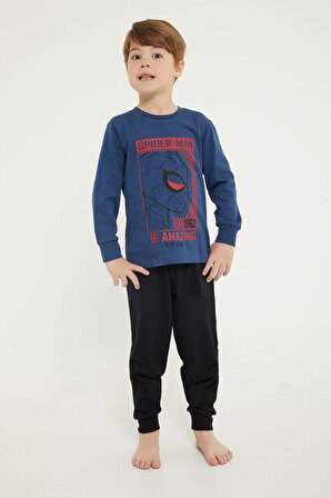 Spider Man Lisanslı Be Amazing Cobalt Mavi Erkek Çocuk Uzun Kol Pijama Takım
