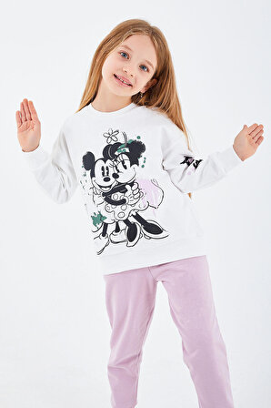 Minnie Mouse Lisanslı Krem Kız Çocuk Eşofman Takım