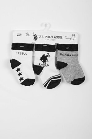 U.S. Polo Assn Lisanslı Beyaz Bebek 3lü Çorap Takım