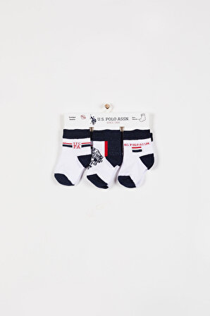 U.S. Polo Assn Lisanslı Lacivert Erkek Bebek 3lü Çorap Takım