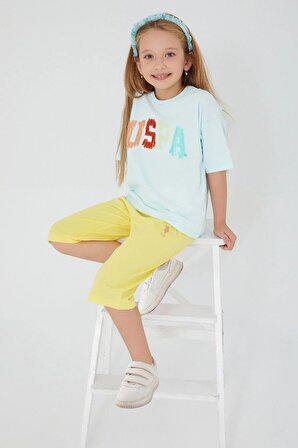 U.S. Polo Assn Round Font Color Kız Çocuk Kapri Takım
