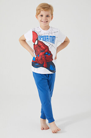 Spiderman The Flying Hero Beyaz Erkek Çocuk Kısa Kol Pijama Takım