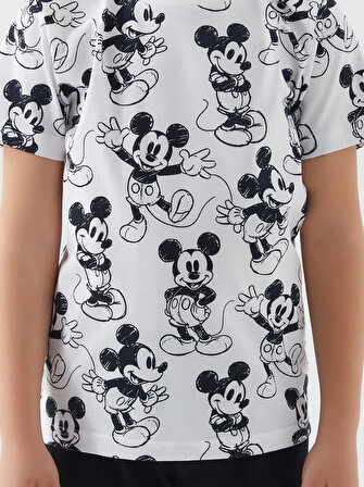 Mickey Mouse Erkek Çocuk Şortlu Takım 3-8 Yaş Beyaz