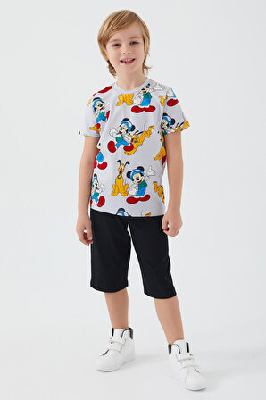 Mickey Mouse D4794-3 Erkek Çocuk Kapri Takım Gri