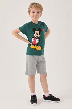 Mickey Mouse D4799-2 Erkek Çocuk T-Shirt Koyu Yeşil