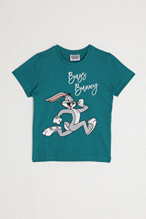 Looney Tunes L1582-2 Erkek Çocuk T-Shirt Ördek Yeşili