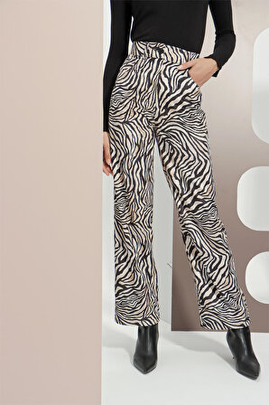 3285111 Zebra Desen Kadife Pantolon