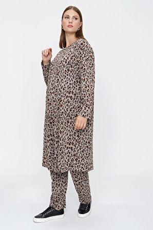 15825112 Leopar Desen Örme Tunik