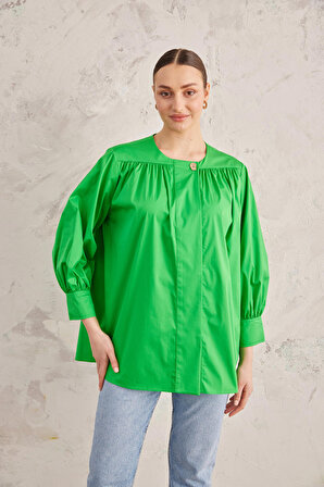2011111 Robadan Büzgülü Cotton Bluz