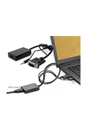 VGA to HDMI  Dönüştürücü + Ses + USB Power - 20cm
