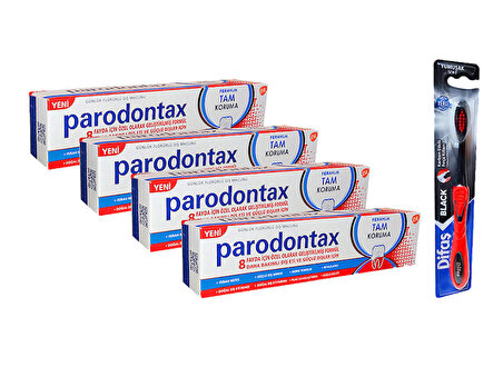 Paradontax Ferahlık Tam Koruma 200 ml ( 50 ml X 4 ) ve Difaş Black Diş Fırçası