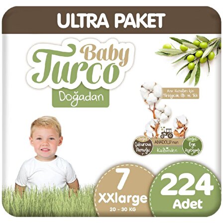 Baby Turco Doğadan 7 Numara XX Large 224'lü Bel Bantlı Bez