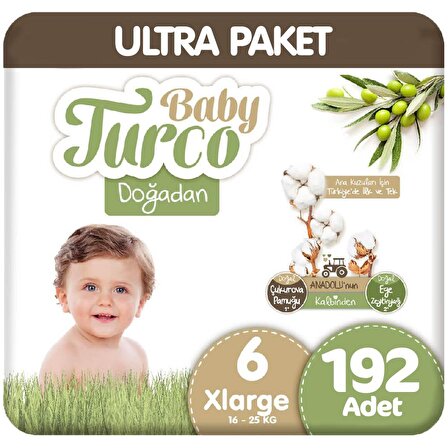 Baby Turco Doğadan 6 Numara X Large 192'li Bel Bantlı Bez