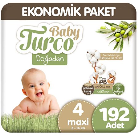 Baby Turco Doğadan 4 Numara Maxi 4x48'li Bel Bantlı Bez