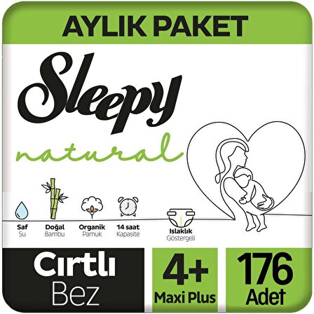 Sleepy Natural 4+ Numara Maxi Plus 176'lı Cırtlı Bez