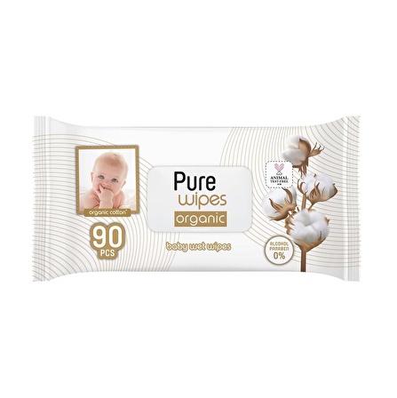 Pure Wipes Organik Islak Havlu Mendil 90x12 1080 Yaprak